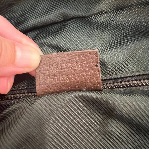 Gucci GG Canvas Monogram Web Tote Bag Brown Red Green Stripe 131231 - Picture 9 of 11